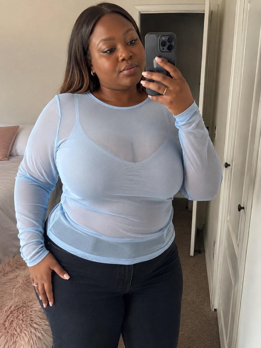 Blue see through top